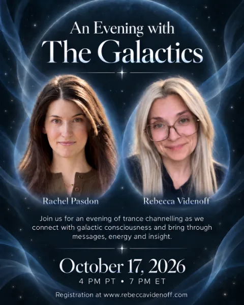 An Evening with The Galactics poster featuring Rachel Pasdon and Rebecca Videnoff, October 17, 2026 at 7 PM ET.